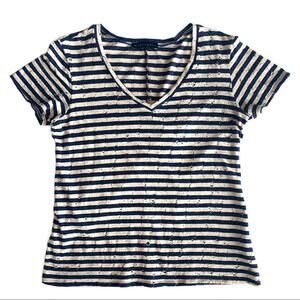 Whetherly Distressed Y2K Striped Short Sleeve Tee Size Large